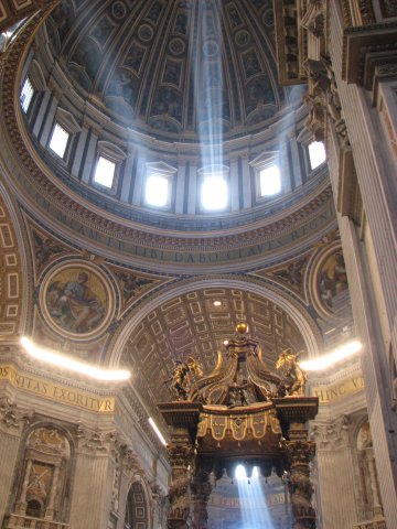 St. Peter"s Basilica with more rays of sunlight