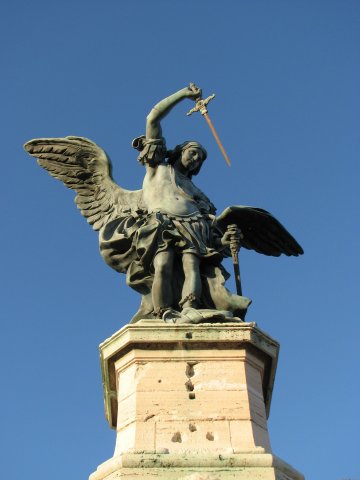 Famous statue of Sant" Angelo on top of the castle