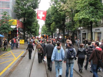 Demonstrationszug in der Bahnhofstrasse