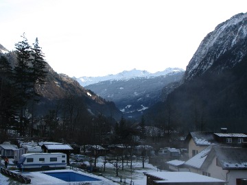 Blick aus unserem Zimmer richtung Arlberg